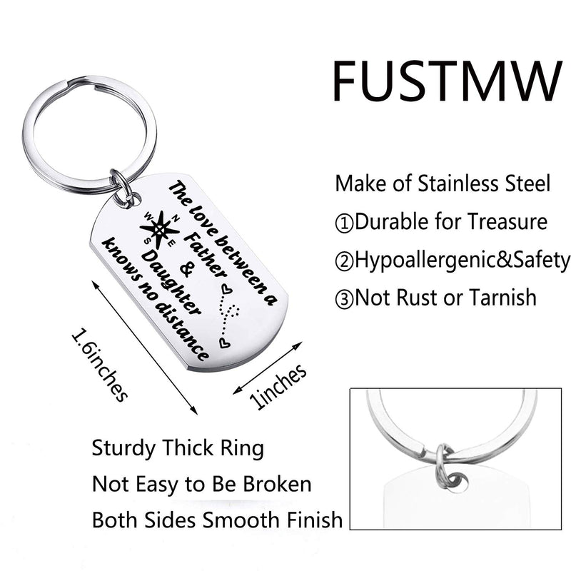 [Australia] - Father Daughter Long Distance Keychain Set Gifts The Love Between Father and Daughter Knows No Distance Keyring Gift for Dad Dog Tog Keychain 