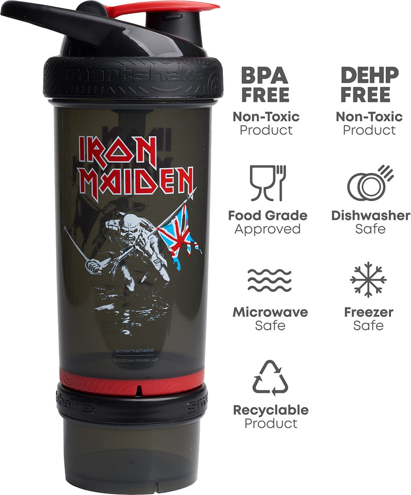 [Australia] - Smartshake Revive Protein Shaker Bottle With Storage 750ml – Iron Maiden Gifts Merchandise Shake Cups for Protein Shakes, Guitar Gifts for Men, Rock Band Collection 