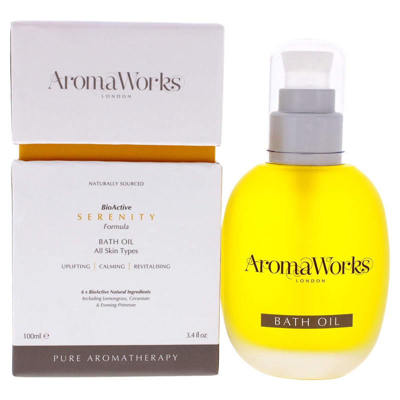[Australia] - AromaWorks - Serenity Bath Oil - Lemongrass - Neroli and Sweet Geranium Aromas - for All Skin Types - Uplifting - Calming - Revitalizing - 6 x BioActive Natural Ingredients - Vegan - 3.4 fl oz/100 ml 