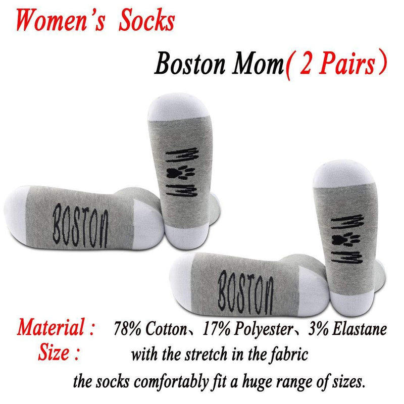 [Australia] - PYOUL 2 Pairs Boston Dog Socks Boston Dog Gift Funny Socks Boston Mom Socks Dog Mom Gift 