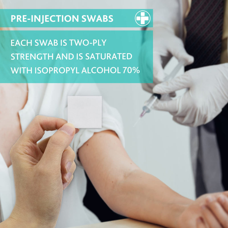 [Australia] - RELIANCE MEDICAL Pre-Injection Swab Wipes - Pack of 100 Individually Wrapped Medical Skin Cleaning Wipes with 70% Isopropyl Alcohol,White 