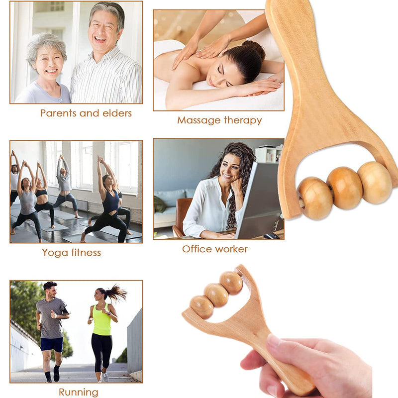 [Australia] - 2 PCS Wooden Hand Roller Massager,Roller Muscle Massage,Wood Massage Tools,Self Massage Waist Thigh, Leg, Hands Full Body,Muscle Release and Soft Tissue Massage 