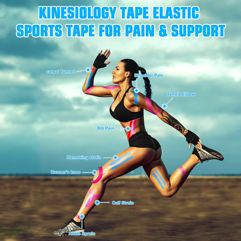 [Australia] - Kinesiology Tape Precut(1 Pack) Elastic Therapeutic Sports Tape Water Resistant Athletic Tape for Knees, Ankles, Shoulder, Elbow, Pain Relief and Injury Recovery 2 Inch x 16.4 feet Per Roll (Blue) (1 Pack) Blue 