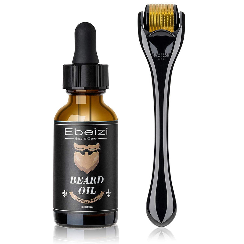 [Australia] - Ebeizi Beard Growth Kit, Beard Growth Oil Activator Serum, Beard Roller for Men, Derma Roller for Men, Beard Grooming Tools for Beard Rapid Growth and Thickening 