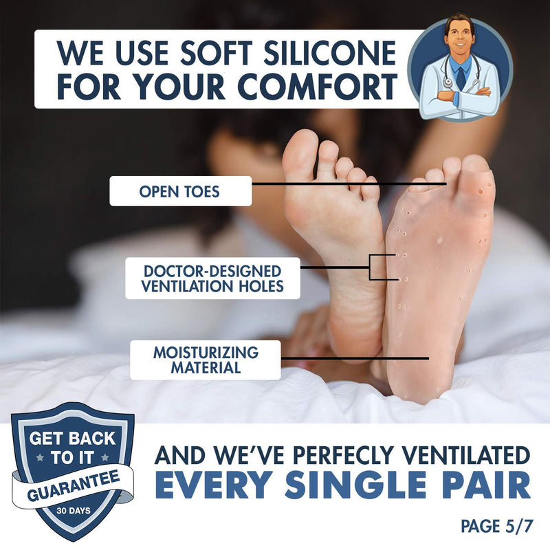 [Australia] - Dr. Frederick's Original Moisturizing Gel Socks - 4 Pieces - Prevents Dry Cracked Heels & Cracked Feet - Day & Night Socks - W4-10 | M5-8 