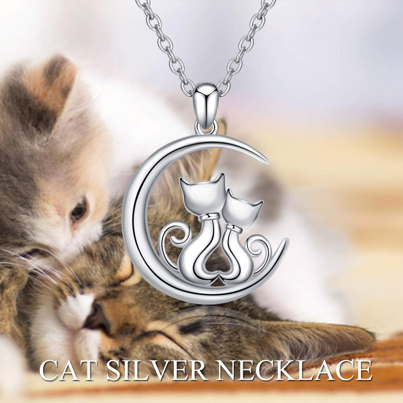 [Australia] - LUHE Cat Stud Earrings,Cat Pendant Necklace,Cat Hoop Earrings Sterling Silver Cats Jewelry Gift for Women Teens Girls A Cat pendant necklace 