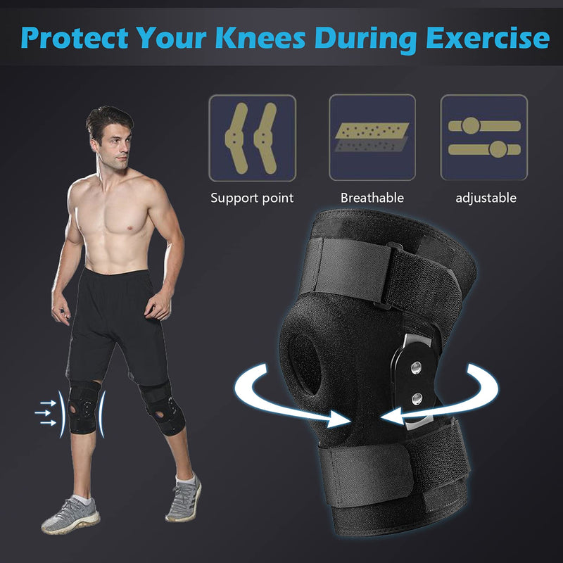 [Australia] - Olamtai Knee Brace with side stabilizers, Adjustable Knee Pad Joint Support, Power Knee Stabilizer Pads, Effective Relief of ACL, Meniscus Tear, Tendinitis Pain, Suitable for Men and Women (Small) Black 