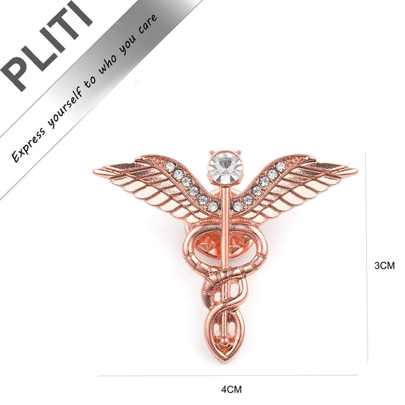 [Australia] - PLITI Medical Student Gift Caduceus Angel Nursing Themed Charm Brooch Pin Gynecology Medicine Symbol Jewelry for Female Nurse Snake logo pin 