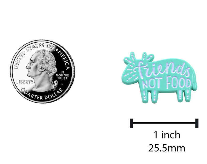 [Australia] - REAL SIC"Friends Not Food" Vegan Pin - Animal Friendly Enamel Pin - vegetarian/Vegan Protest Pin for Jackets, Backpacks, Hats, Bags & Tops 