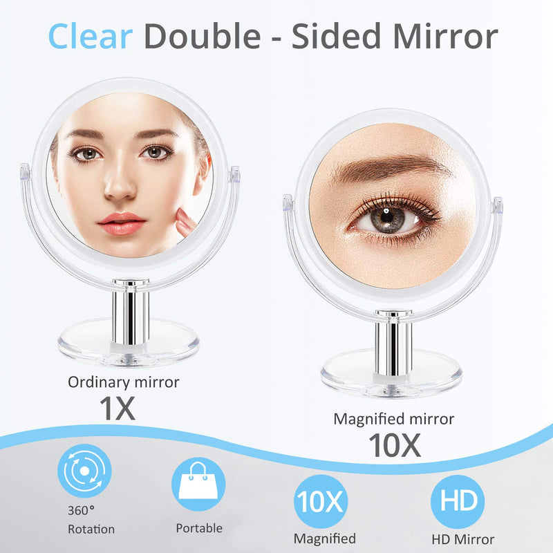 [Australia] - Fabuday Magnifying Makeup Mirror Double Sided, 1X 10X Magnification Mirror, Table Top Vanity Mirror for Home Bathrom, Transparent 6.25 Inches 