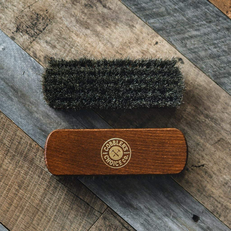 [Australia] - Shoe Brush - 100% Horsehair Shoe Brush - Concaved Handle for Premium Grip Brown 
