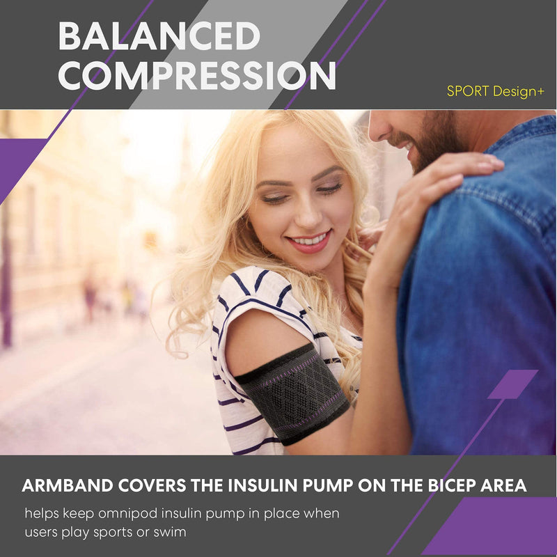 [Australia] - Diabetes Arm Band for Insulin Pod Monitoring Systems - Omnipod Dexcom Freestyle Libre - Protects Insulin Pod During Sports - Replace Adhesive Patches Tape (Purple, L) Purple Large (Pack of 1) 