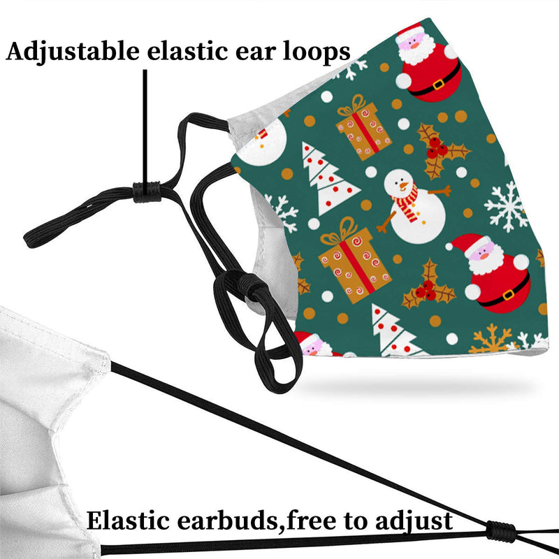 [Australia] - Kids Reusable Face Bandanas Cute Cartoon Breathable Cloth Face Covering with Adjustable Ear Loops for Children 6 Pack (Chirstmas Theme) 