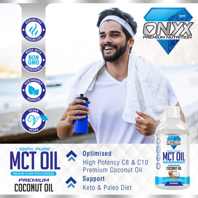 [Australia] - Onyx MCT Oil 500ml High Potency C8 & C10 Premium Coconut Oil Ketones Booster - Suitable for Ketogenic, Paleo, Vegan & Low Carb Diet (UNFLAVOURED) 