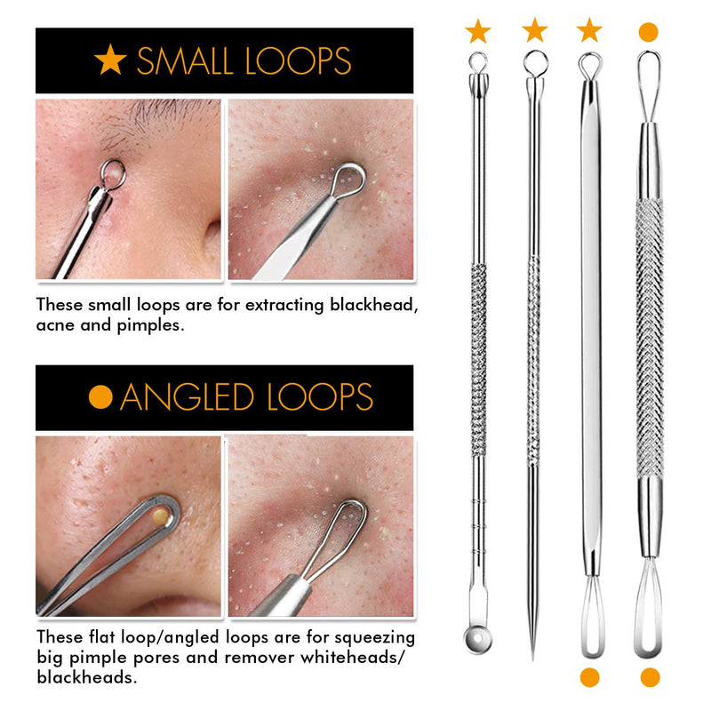 [Australia] - 7-Piece Blackhead Remover Kit - Pimple Comedone Extractor Tool set for Facial Acne and Treatment for Blemish, Whitehead Popping, Zit Removing for Risk Free Nose Face Skin with Metal Case 7 pieces 