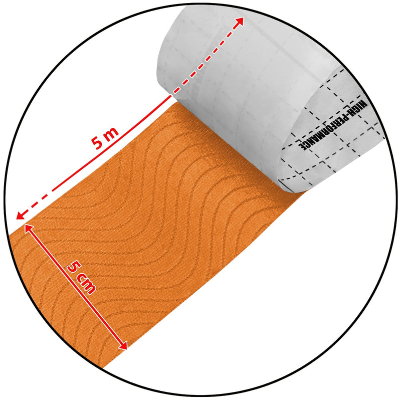 [Australia] - BB Sport 6 Rolls Kinesiology Tape Muscle Support Tape 5 m x 5 cm E-Book Application Examples Muscle Support Elastic Strapping Tape, Colour:Orange Orange 