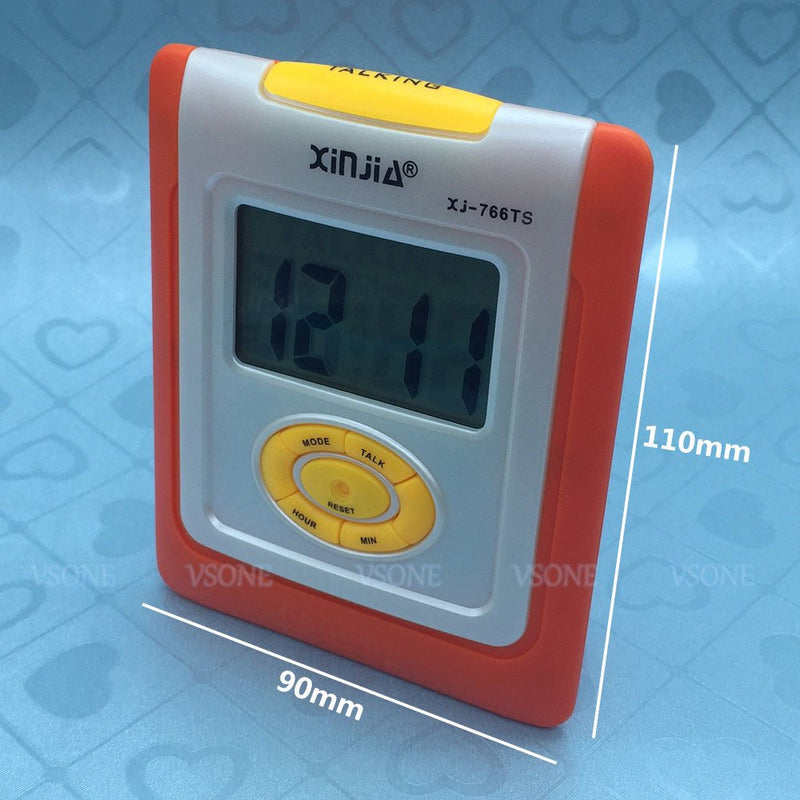 [Australia] - Spanish Talking LCD Digital Alarm Clock for Blind or Low Vision with Big Time Display and Lound Talking Voice (Orange) Orange 