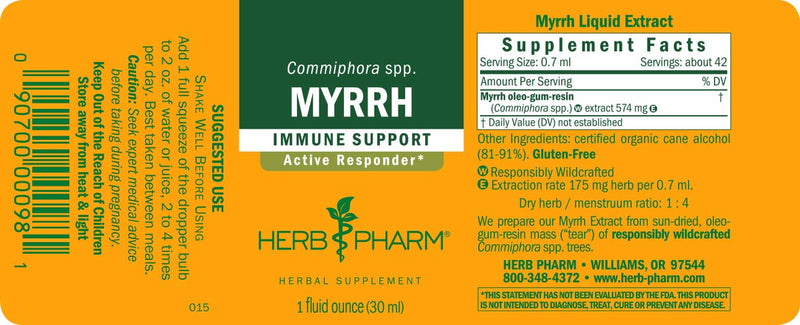 [Australia] - Herb Pharm Myrrh Liquid Extract for Immune System Support - 1 Ounce (DMYRR01) 1 Fl Oz (Pack of 1) 