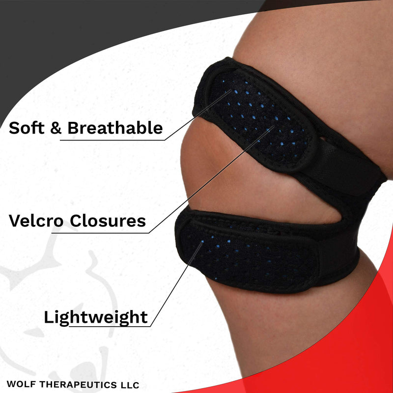 [Australia] - Dr. Wolf Dual Knee Strap For Patellar Tendon Support – Pain Relief Band For Jumper’s Knee, Basketball, Running, Tendonitis, Patellofemoral, Chondromalacia Patellae - Adjustable Neoprene Brace 