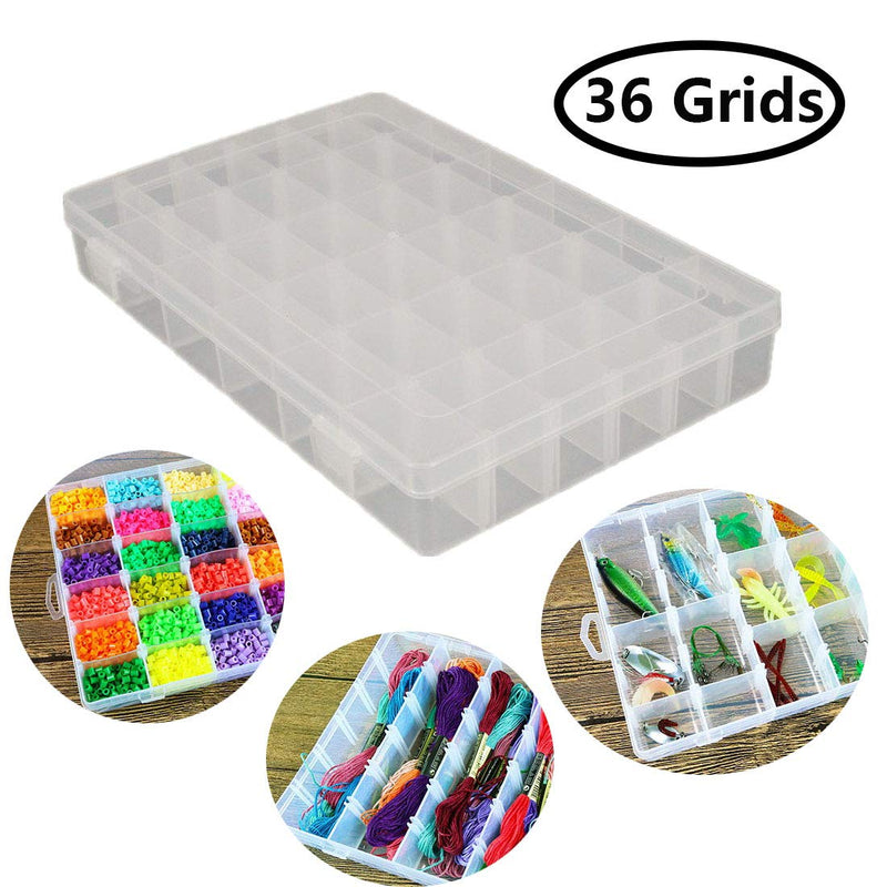 [Australia] - SpeedDa Clear Plastic Jewelry Box Organizer Storage Container with Adjustable Dividers 36 Grids 