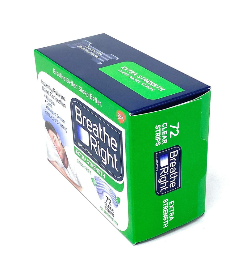 [Australia] - Breathe Right Nasal Strips, Extra Clear for Sensitive Skin, 72 Clear Strips 