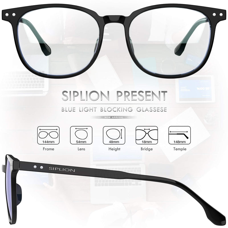 [Australia] - Blue Light Blocking Glasses - SIPLION Round Blue Light Glasses for Women Men, Non Prescription Anti Eye Eyestrain Computer Glasses Black 