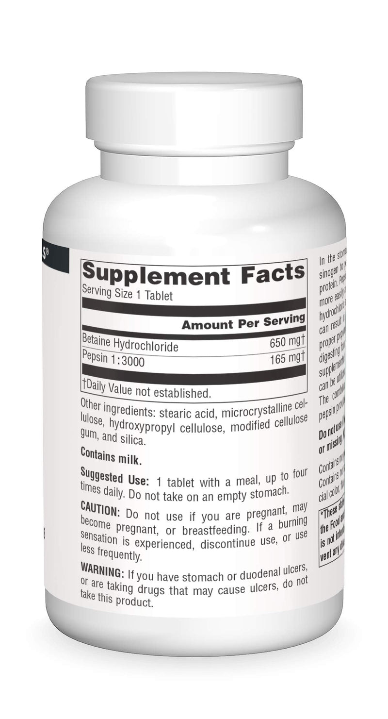 [Australia] - Source Naturals - Betaine HCl Hydrochloric Acid Source 650 mg. - 180 Tablets 