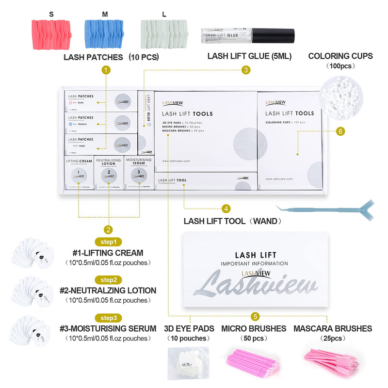 [Australia] - LASHVIEW Lash Lift Kit,Professional Eyelash Perm Kit,Liquid Set,Semi-Permanent,Curling Perming,Wave Lift Extension Perm Set 