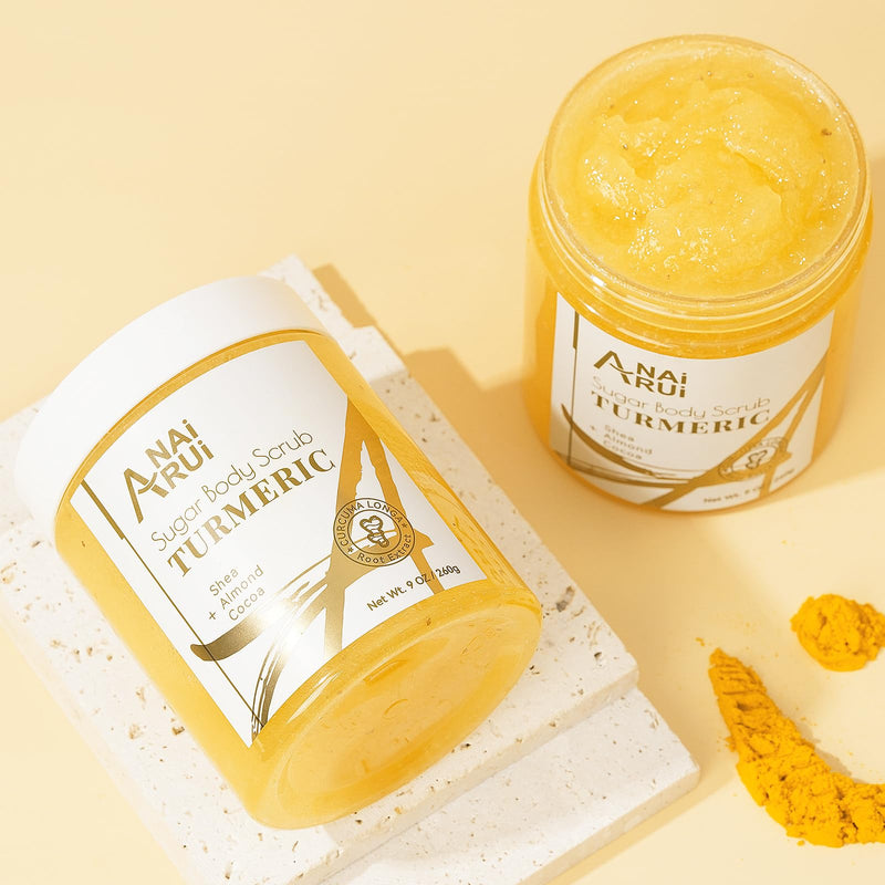 [Australia] - ANAiRUi Turmeric Body Scrub, Glow Face Real Sugar Scrub for & Hyperpigmentation Dark Spots, Exfoliating, Moisturizing Glowing Sweet Orange Scent, 260 g (Pack of 1), 9.0 fluid_ounces 