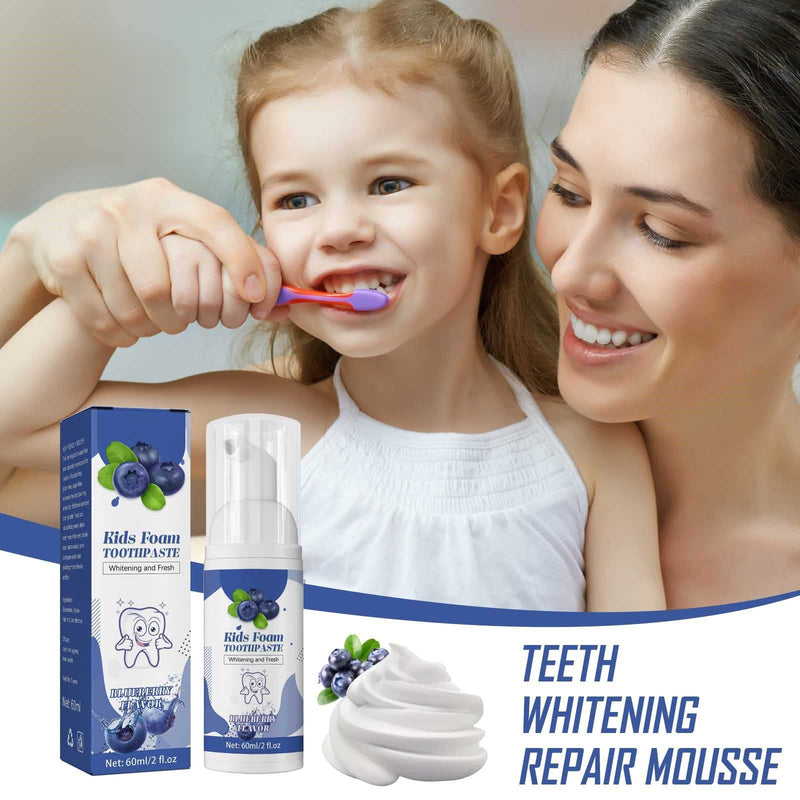 [Australia] - Foam Toothpaste Kids, Whitening Foam Toothpaste Toddler Toothpaste Mouthwash for Toddler, Kids and Children’s Teeth Cleaning for U Shaped & Electric Toothbrush Ages 3 and Up (Blueberry) 