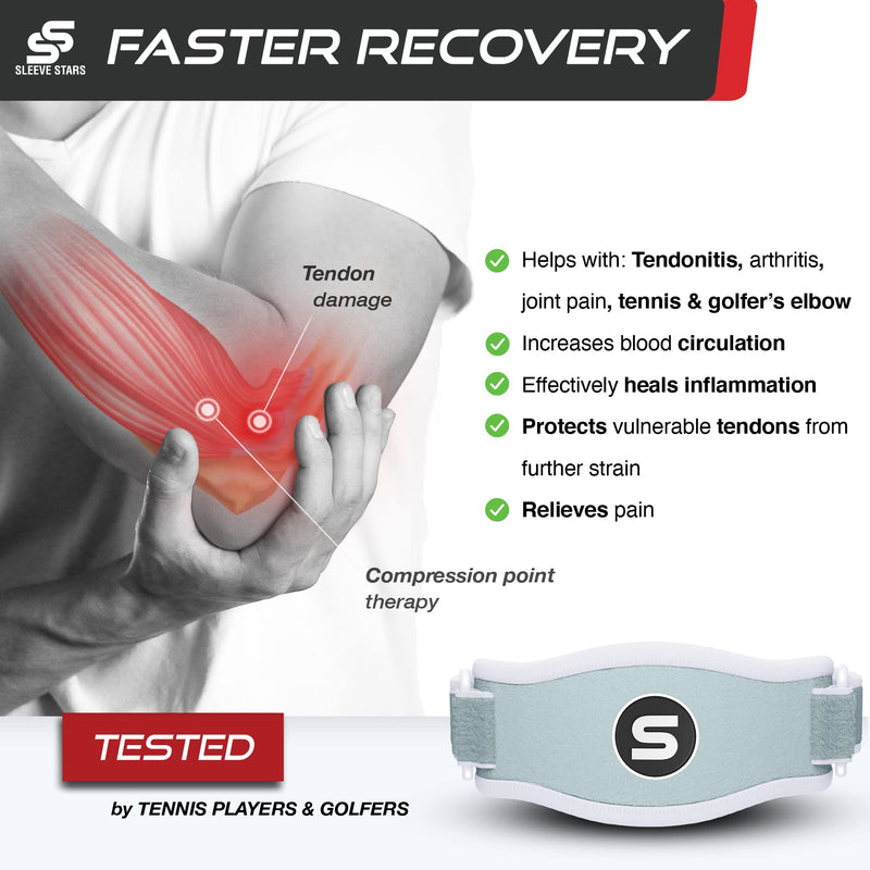 [Australia] - Sleeve Stars Tennis Elbow Brace for Men and Women, Elbow Brace for Tendonitis and Tennis Elbow Strap, Counterforce Brace for Tennis Elbow, Band Relief & Support for Forearm w/ 3 Straps Fits 9-23" (Single/Mint Green) 1 Mint Green 