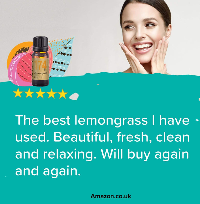 [Australia] - Naissance Lemongrass (Flexuosus) Essential Oil (#174) 10ml - Pure, Natural, Steam Distilled, Cruelty Free, Vegan & Undiluted - for use in Aromatherapy and Diffusers 