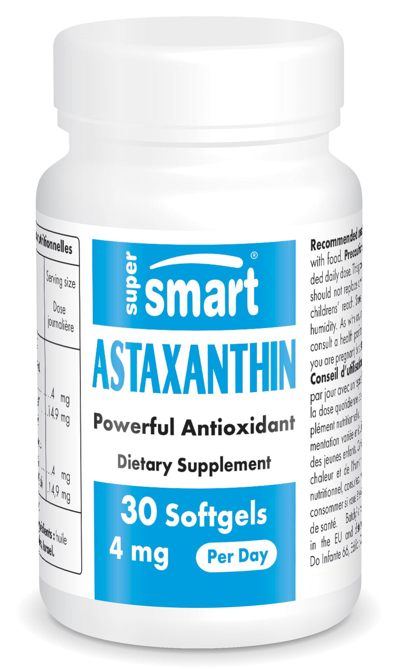 [Australia] - Supersmart - Astaxanthin 4 mg - Powerful Antioxidant Carotenoid - Has Immuno-Modulating Properties & Help with Oxidative Stress | Non-GMO & Gluten Free - 30 softgels. 