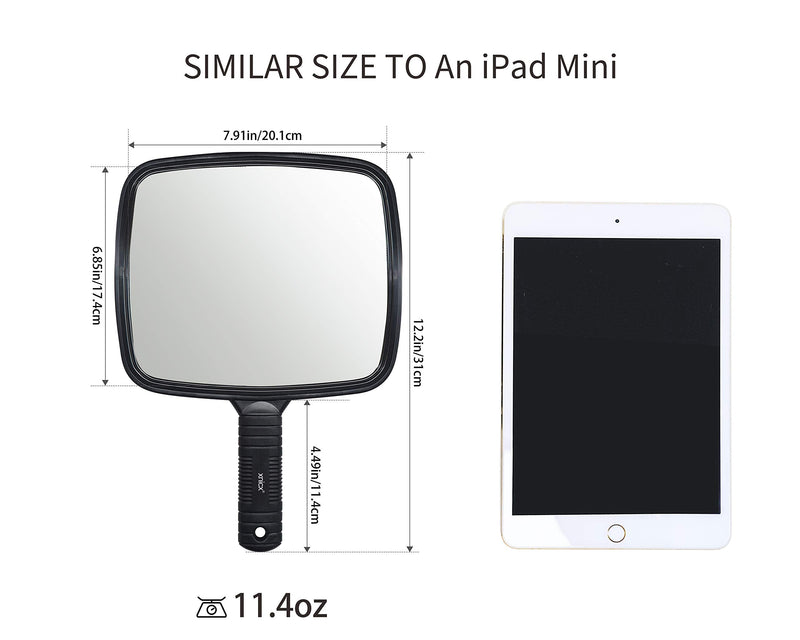 [Australia] - xnicx Hand Mirror Professional Hand Held Mirror Barbers Shaving Salon Mirrors Hairdressers Compact Mirror Tool with Handle for Travel Festival Essentials Black 1pcs Black 