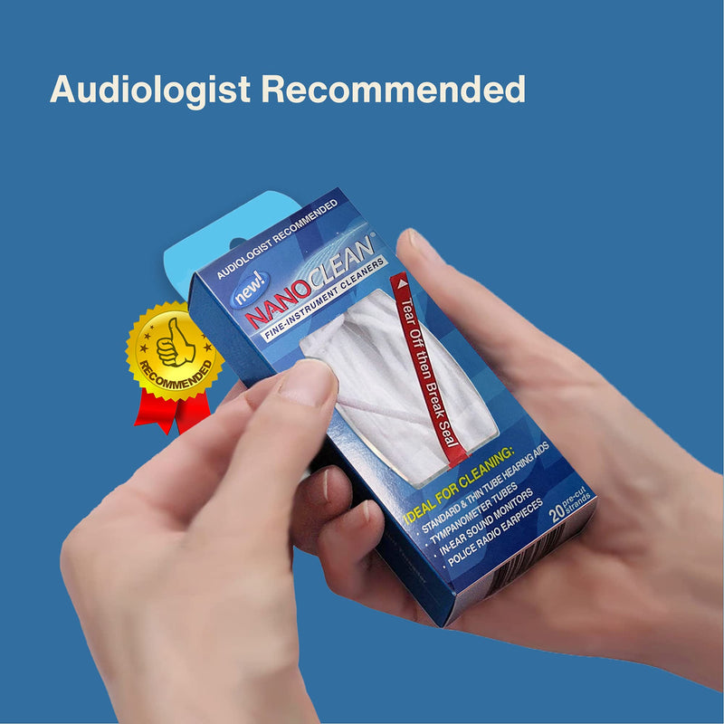 [Australia] - NanoClean All-in-1 Hearing Aid Cleaning Kit - 1 Pack of 20 Ready-to-Use Strands - Gentle & Effective Hearing Aid Cleaning Brush Thread-Fine Instrument Cleaners, Earbud Cleaner, Hearing Aid Accessories 