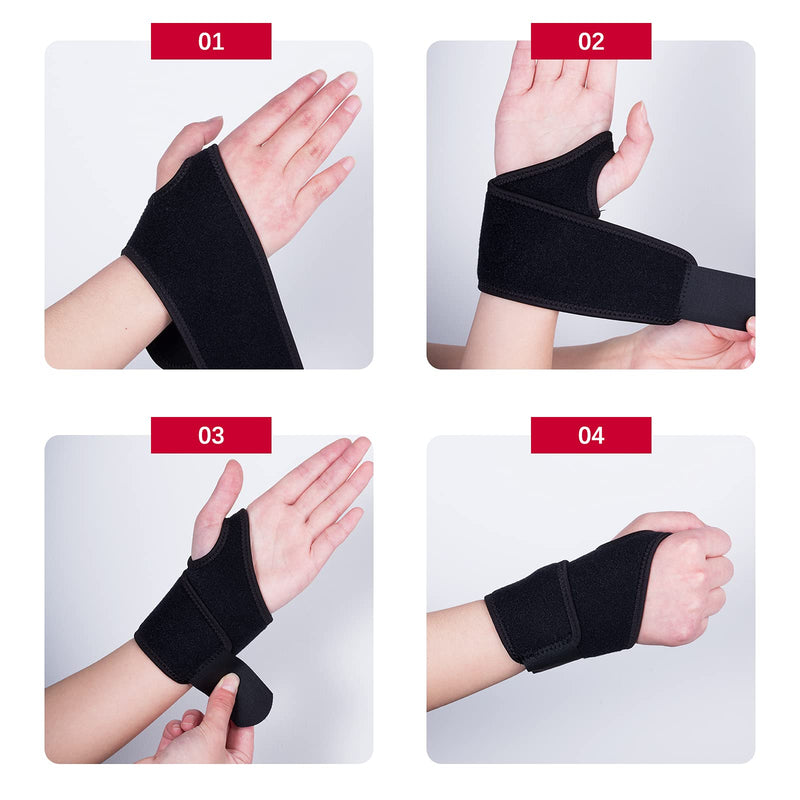 [Australia] - Carpal Tunnel Wrist Brace, Kmeivol 2 Pack Wrist Brace, Adjustable Wrist Wrapes for Men and Women, Lightweight and Breathable Wrist Splint for Sports, Wrist Support for Right and Left Hands (Black) 