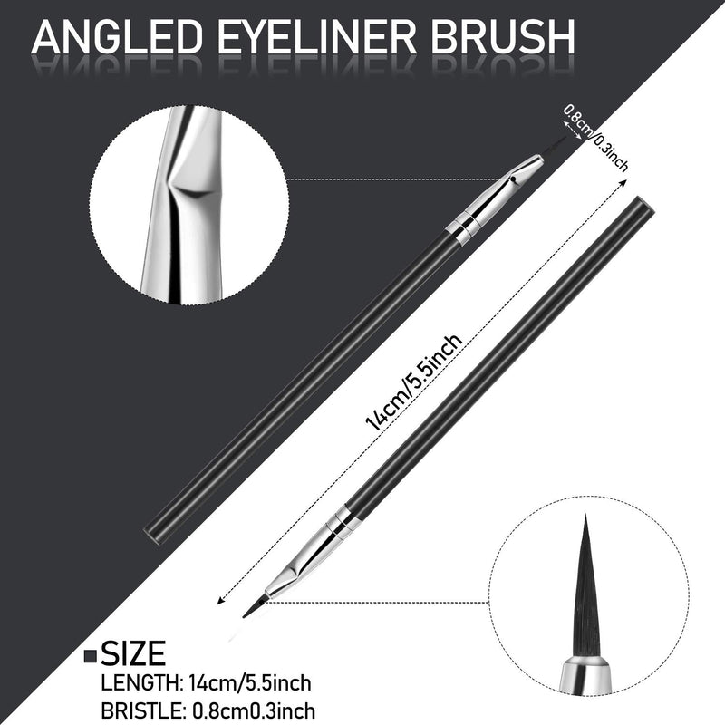 [Australia] - 12 Pieces Angled Eyeliner Brush Tint Brush Gel Liquid Thin Makeup Tapered Brush Fine Bent Angle Lightweight for Quick Makeup Tool 