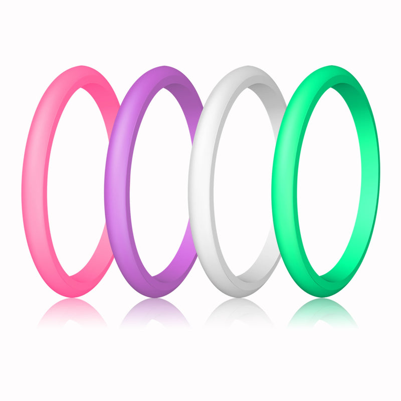 [Australia] - LUNIQI Silicone Wedding Ring for Women, Thin and Stackable Durable Rubber Safe Band for Love, Couple, Souvenir and Outdoor Active Exercise Style-10 Rings Pack 2.7mm-thin-10packs SIZE 4 (15.3mm, 48.11mm) 