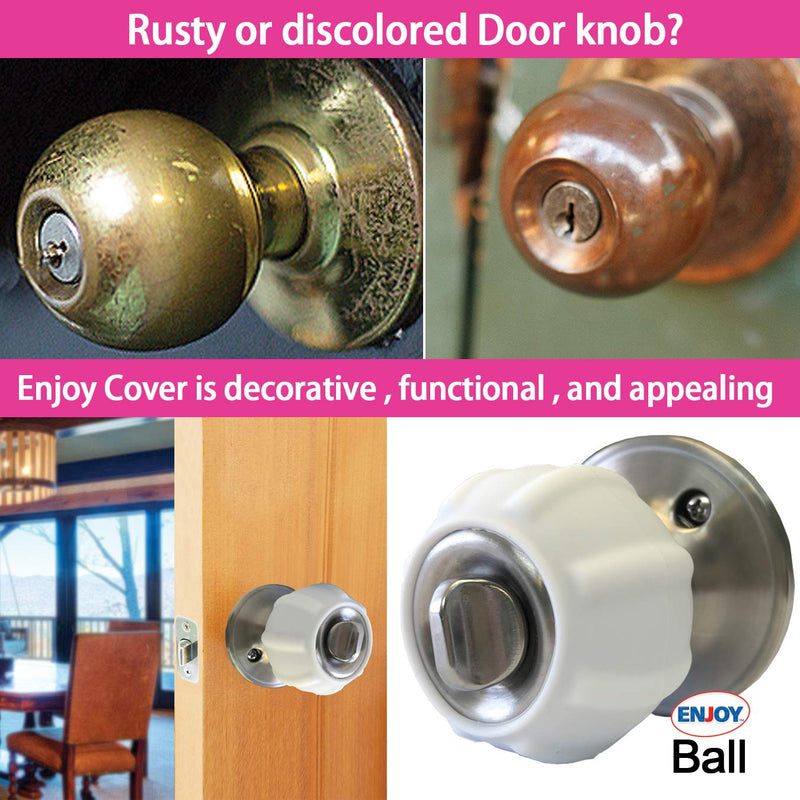 [Australia] - New Enjoy Cover - Door Knob Cover Grips Non Slip Arthritis & Senior Living Aids Grippy Easy Open Decorative. Simple Functional Effective Solution- 4 Pack (White, Ball) 
