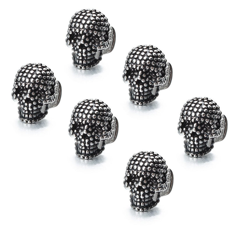 [Australia] - HAWSON Skull Black Cufflinks and Dress Shirt Studs Set for Tuxedo Party Accessories Gift Small 6-Silver 