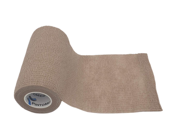 [Australia] - PintoMed - 10 x Skin Colour - Cohesive Bandage Stretched 10 Rolls x 10cm x 4.5m Self-Adhesive Flexible Bandages, First Aid Sports Wrap Bandages - Pack of 10 
