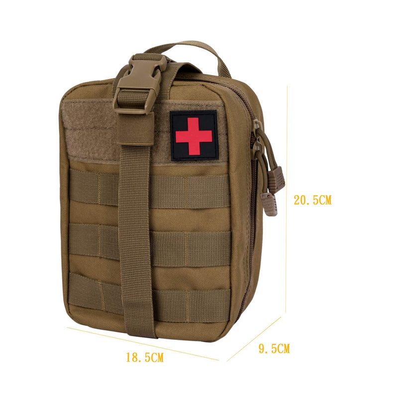 [Australia] - Krisvie 2Pack First Aid Molle Pouch EMT Pouch Detachable Tactical Medical Bag for Outdoor Activities with Shear Tan 