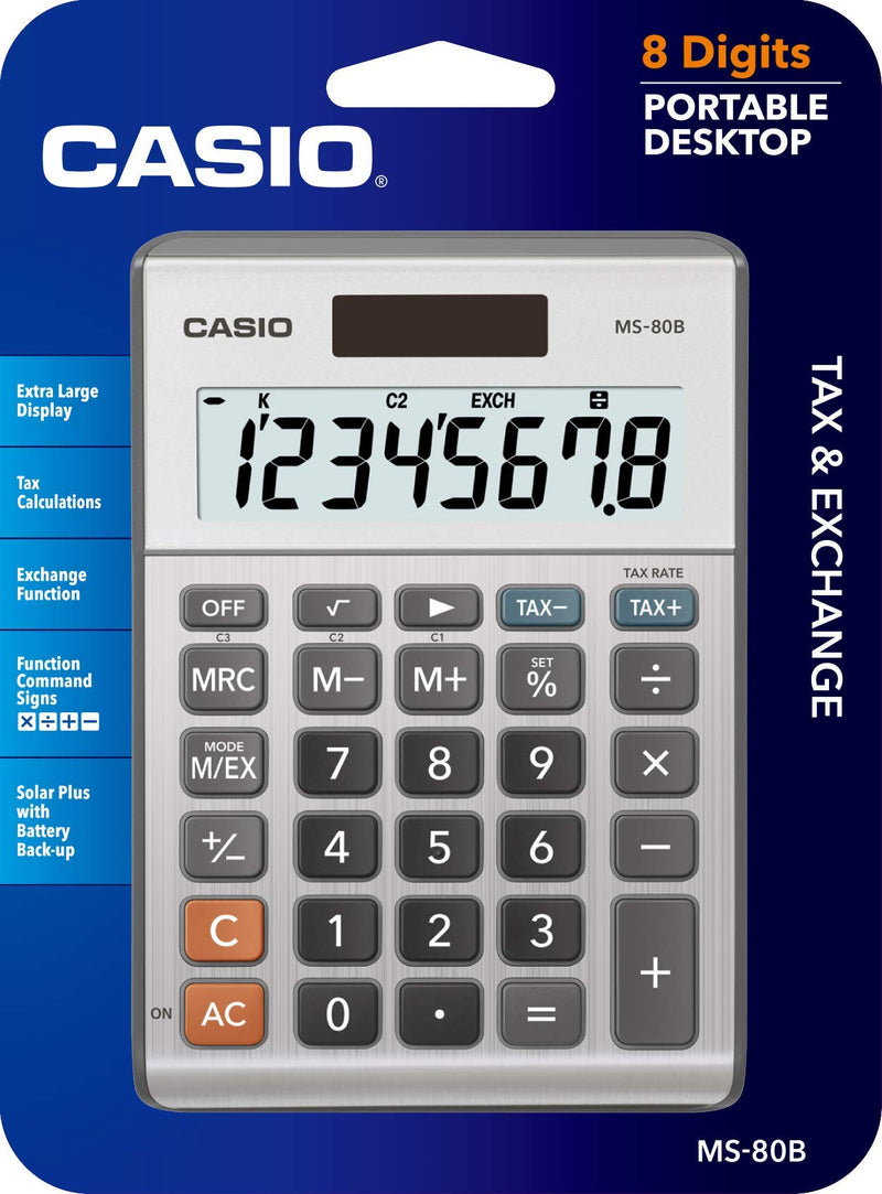 [Australia] - Casio MS-80B Standard Function Desktop Calculator,Black Brushed Nickel 