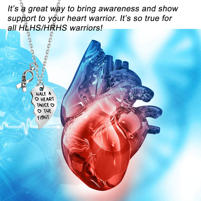 [Australia] - TIIMG CHD Awareness Gift HLHS/HRHS Gift CHD Warrior Gift Half a Heart Twice The Fight Necklace Congenital Heart Defect Awareness Gift 