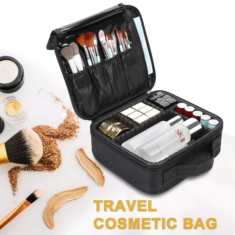 [Australia] - Travel Makeup Bag Large Cosmetic Organizer Waterproof Portable Case for Women Girls (Black) Black 