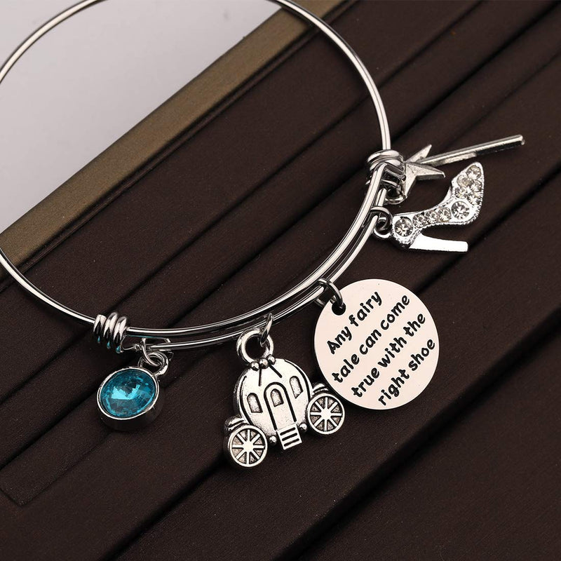 [Australia] - CHOORO Cinderella Inspired Charm Bangle Any Fairy Tale Can Come True with The Right Shoe Bracelet Fables and Fairytale Gift Any Fairy Tale bracelet 