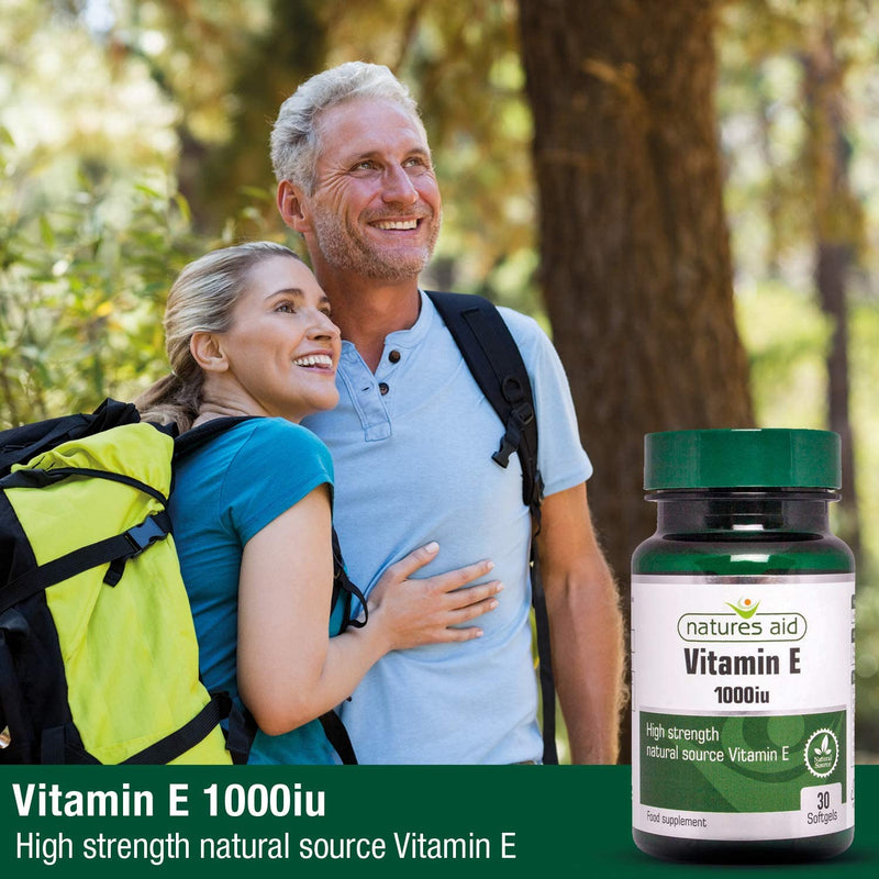 [Australia] - Natures Aid Vitamin E 1000iu, Natural Source, High Strength, 30 Softgel Capsules Single 