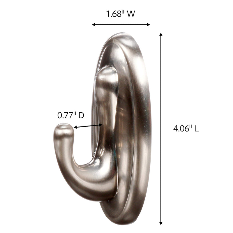 [Australia] - Command Large Traditional Plastic Hook, Brushed Nickel, 1-Hook, 2-Strips, Organize Damage-Free 1 Hook 