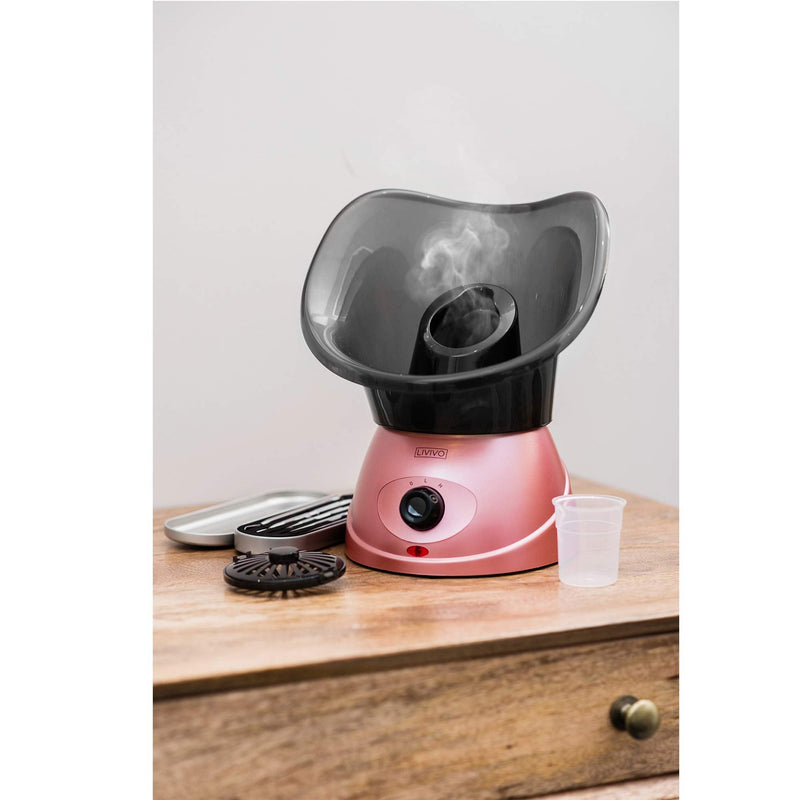 [Australia] - LIVIVO Facial Face Spa Steamer Inhaler With Aromatherapy Diffuser 'Herb Grill' and Dual Nose-Cones Kit Set - Ideal To Use on Open Pores For Removal of Dirt Acne Pimples etc (Rose Gold) 
