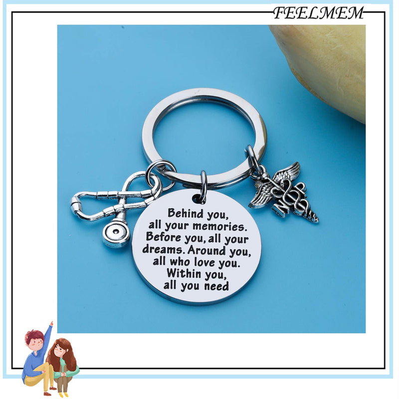 [Australia] - FEELMEM NP Graduation Gift NP Nurse Practitioner Gift NP Keychain Behind You All Memories Before You All Your Dream Inspirational Gift for Nurse Practitioner Graduates 